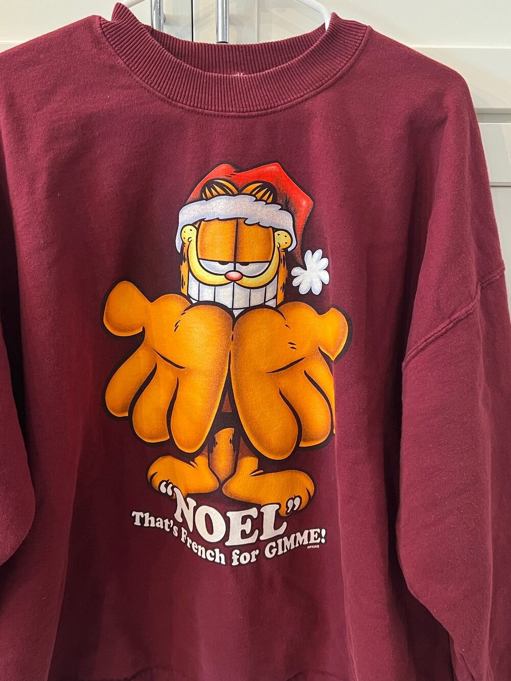 Vintage GARFIELD Pullover Sweatshirt Long Sleeve Women's XL Gildan NOEL/GIMME
